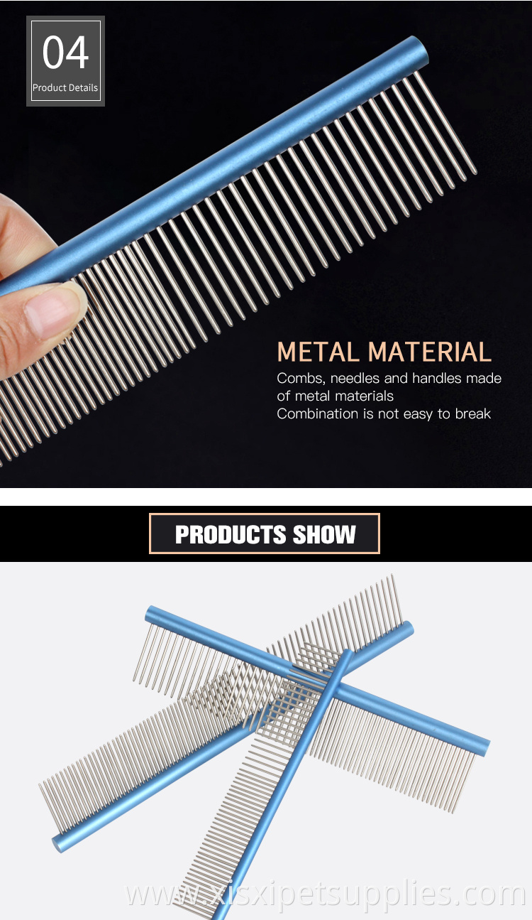 Factory Wholesale Various Size Stainless Steel Pet Cat Hair Comb Pet Flea Comb For Dogs